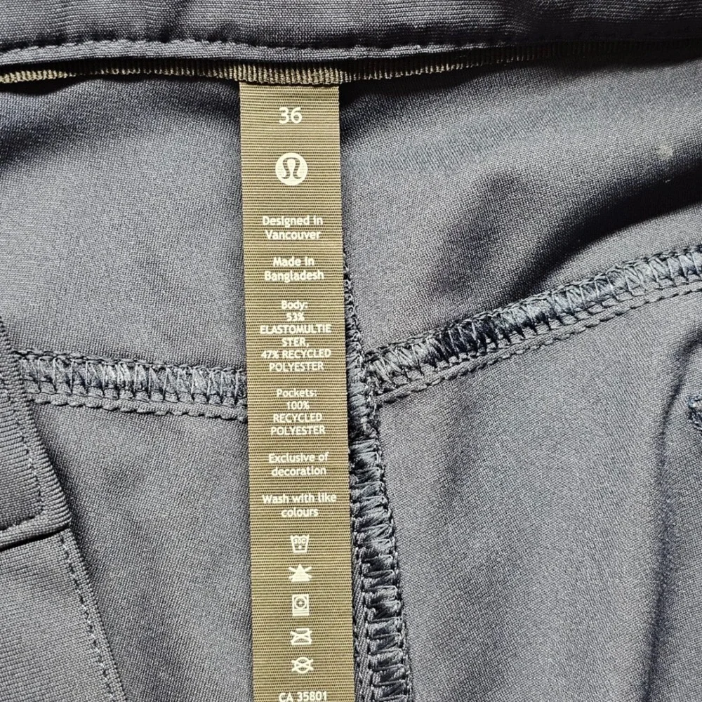 Lululemon Mens Commission‎ Pant Classic Navy Blue 36 Tech Chino Trousers LM5ADGT